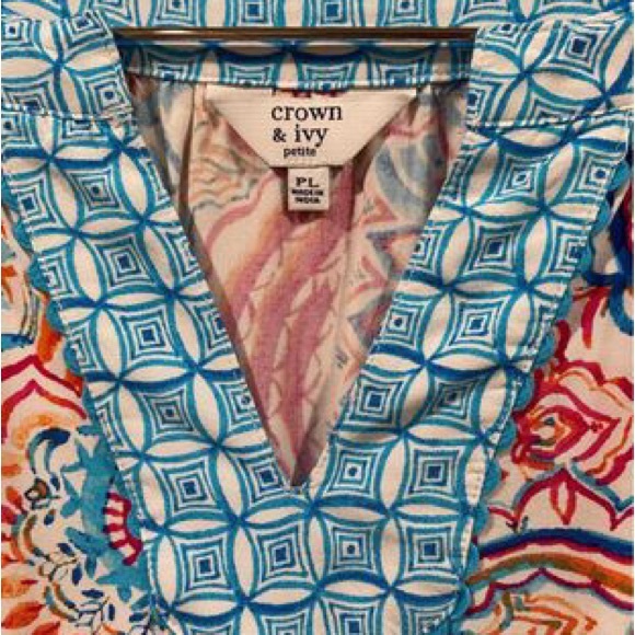 Crown & Ivy Sleeveless Peasant Top Size Petite Large - Picture 5 of 5